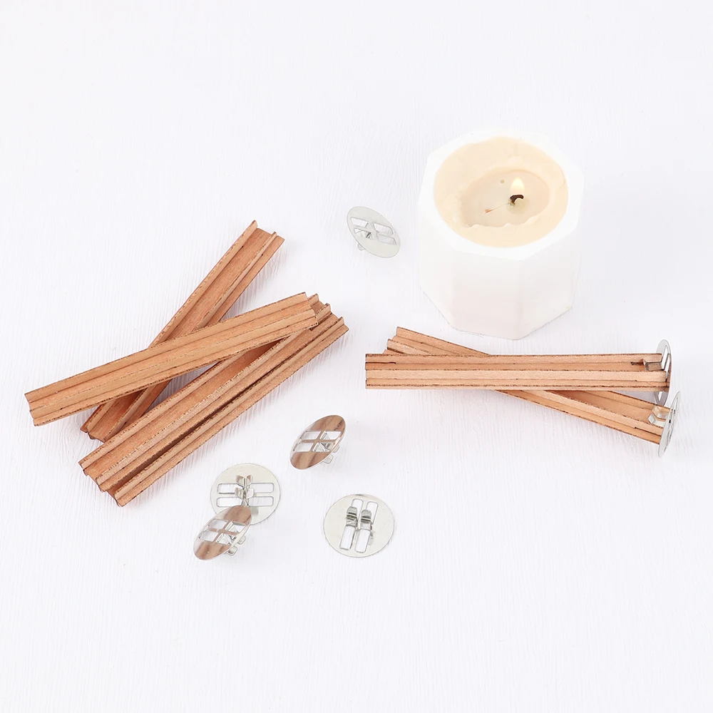 7Sets New Cross Wooden Candle Wicks Set Wood Candles Core With Bases For DIY Candles Making Supply Handmade Soy Parffin Wax Wick