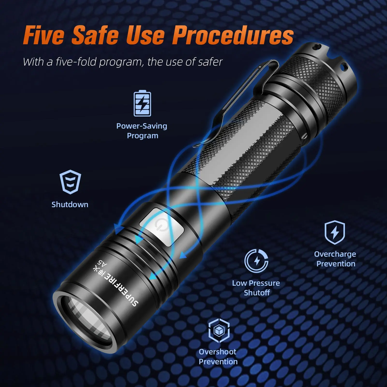 SUPERFIRE A5/A5-L2 LED Rechargeable Flashlight Super Bright Mini Aluminium Alloy Flash light Portable Household Outdoor Torch