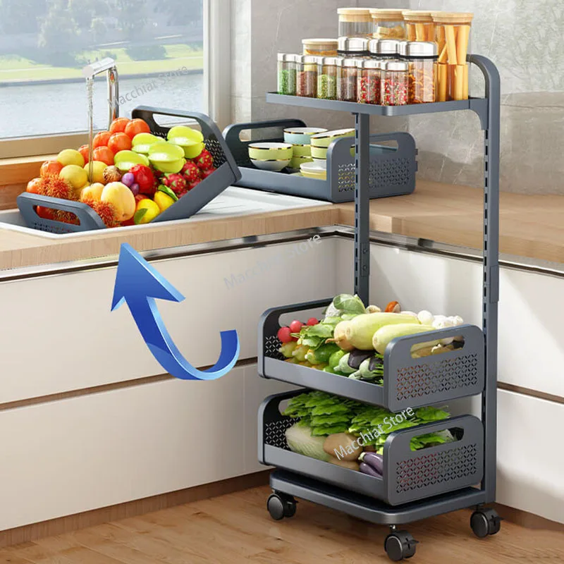 Candy Kitchen Trolley Rolling Food Truck Vegetable Basket Storage Rolley Beach Grocery Outdoor Vestidores  Furniture