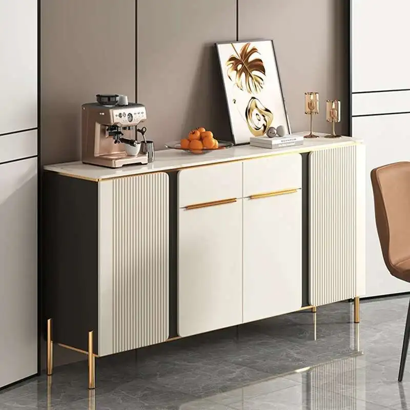 خزانة بيضاء فاخرة بأدراج أنيقة وخزائن غرفة المعيشة الفاخرة ذات التصميم الجمالي الإيطالي أثاث صالون التلفزيون Meuble #1