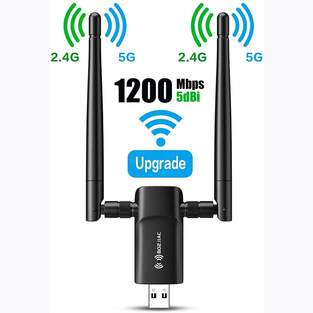 Adaptador WIFI MT7612 de 1200Mbps, Dongle inalámbrico USB 3,0 de banda Dual, 5GHz, 802.11ac, compatible con ordenador de escritorio y portátil para juegos