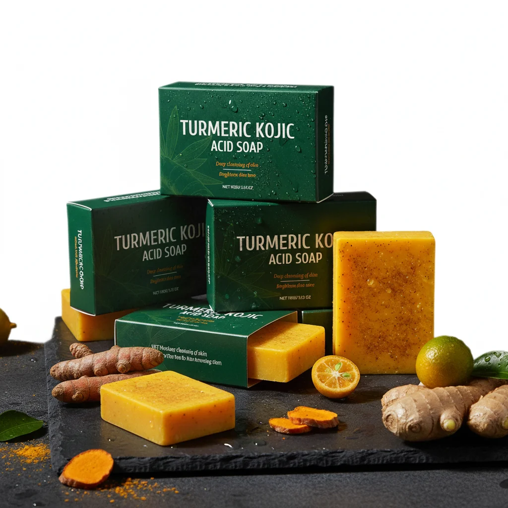 100g Turmeric Kojic Acid Soap Brightening Moisturizing Exfoliating Fading Body Pigmentation Handmade Shower and Facial Soap