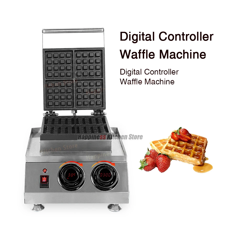 

Electric Waffle Machine Commercial Belgian Waffle Baker With Digital Controller Temperature and Time Display 1600W