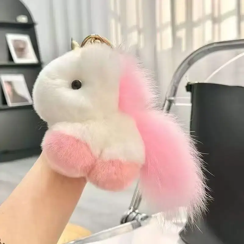 Lindo bolso de pelo de visón de imitación de unicornio dopamina colgante muñeca de piel regalo colgante Joker regalo de cumpleaños para niño y niña.