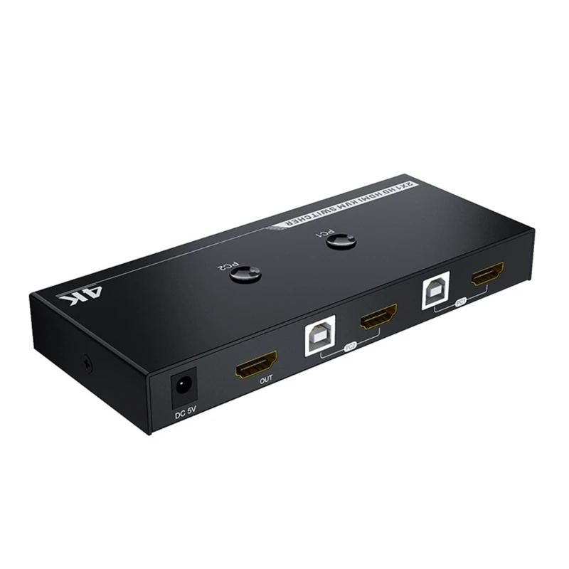 

4K60Hz KVM Switching Box 2 in 1 Out for 2 Computers 1 Screen DC5V Power