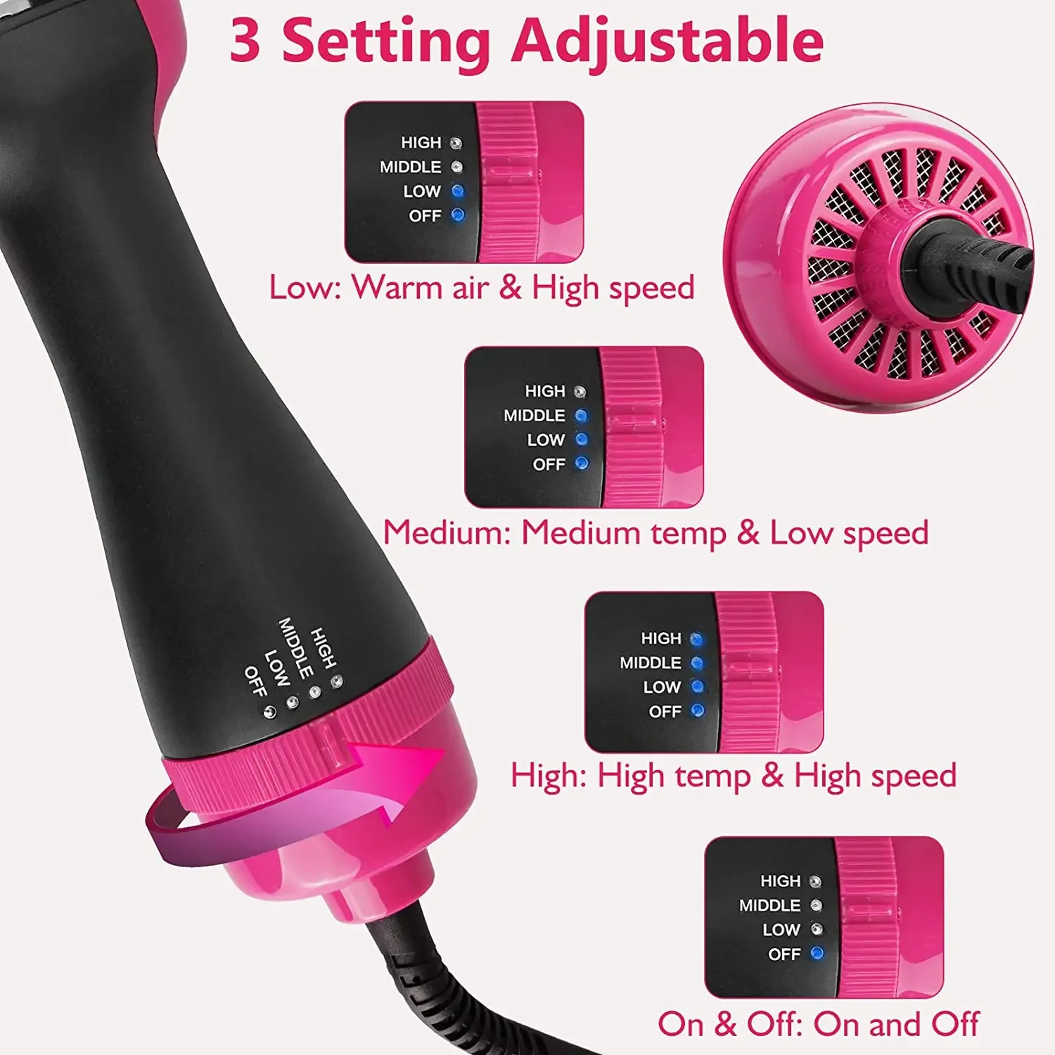 One Step Hair Dryer Brush Negative Ionic Blow Dryer Comb Hot Cold Hair Styler Hair Blower Salon Dryers Dryer Blower