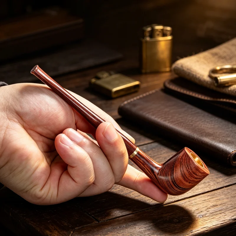 Brass Medium Capacity Integrated Tobacco Rod Old-Style Antique Hand-Forged Smoking Rod Men Traditional Retro Smoking Accessory