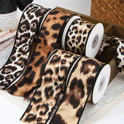 10 Yards 50 Yards 45MM-50MM Leopard Print Overedge Ribbon Lace Hair Bows DIY Crafts Handmade Garment Accessories Gift Packaging
