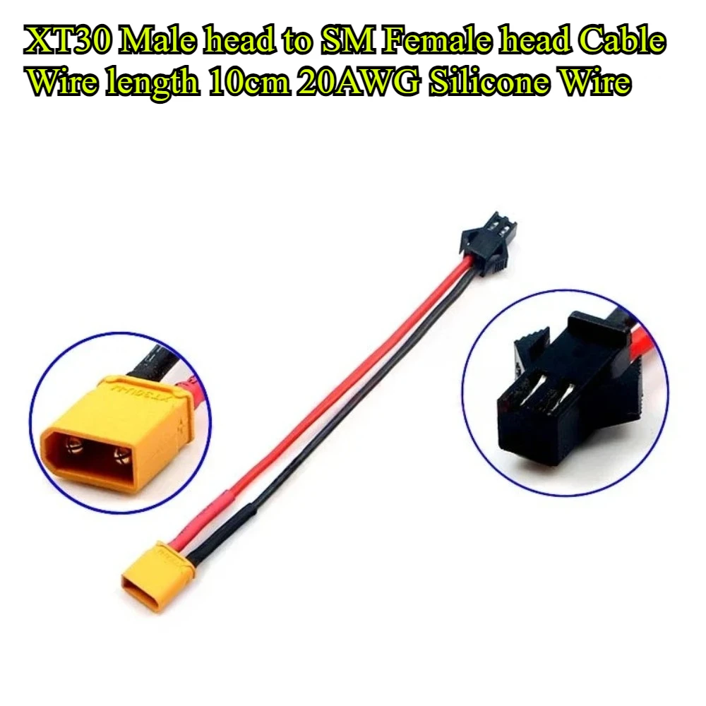 5Pcs/lot 10cm RC Battery Adapter Cable XT30 to SM 2P Male/Female Connector 20AWG Silicone Wire for FPV Drone Airplane Car Parts