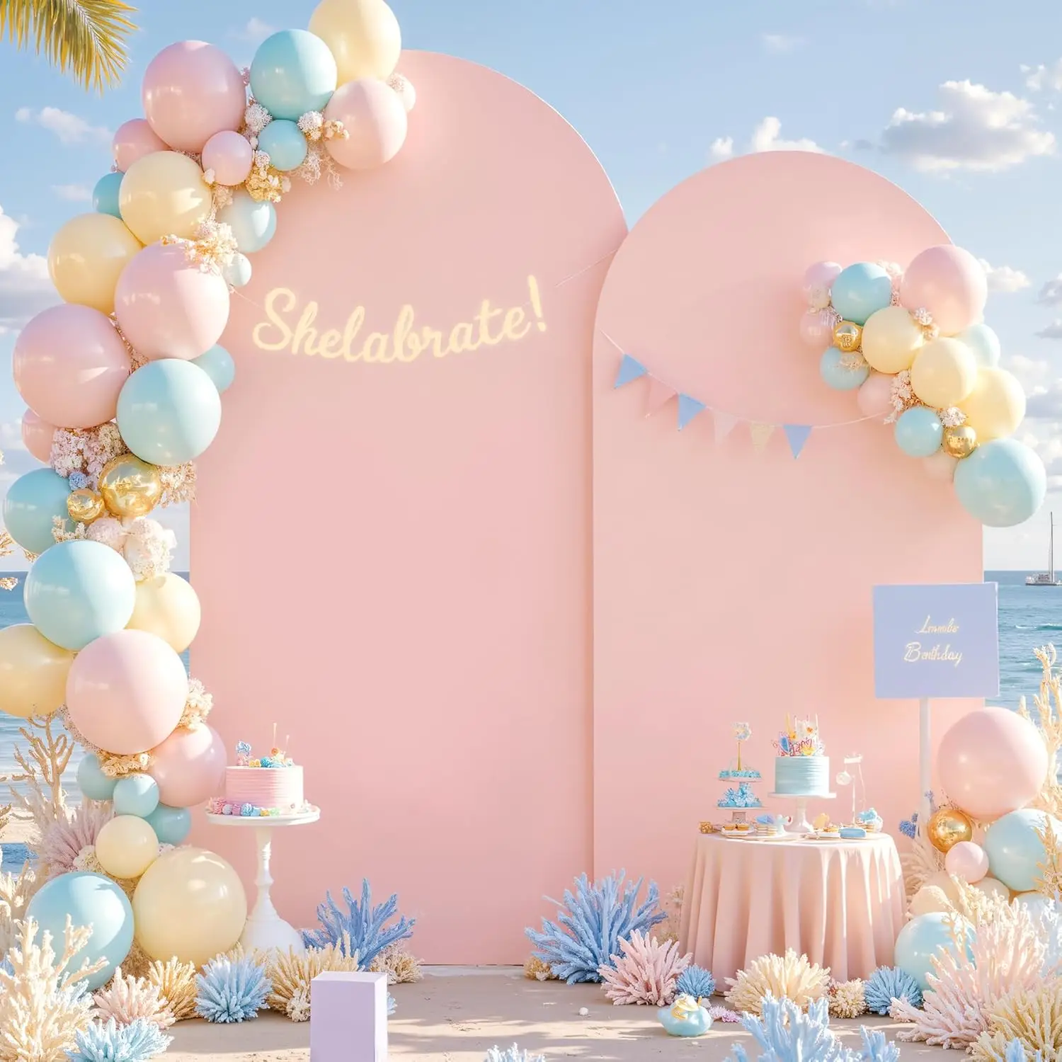 Pink Arch Background Cover Solid Color Newborn Baby Shower Party Backdrop Sweet Girl Birthday Wedding Portrait Photography Props