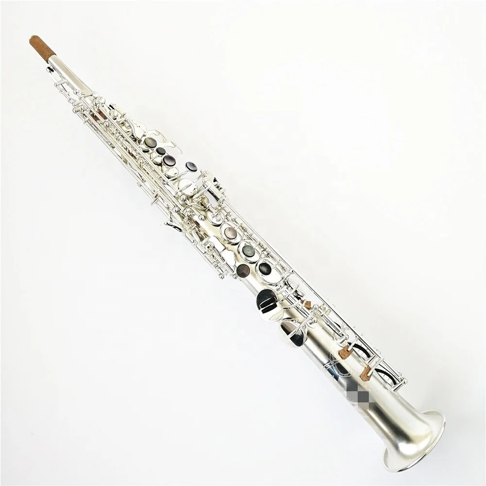 add G Key High F# Brush Silver Body Shine Silver Keys Beautiful Engravings soprano Saxophone