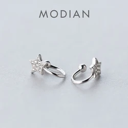 Modian 2025 NEW Clips Earrings With Charm Genuine 925 Sterling Silver Bright Stars Earrings for Women Fashion Fine Jewelry