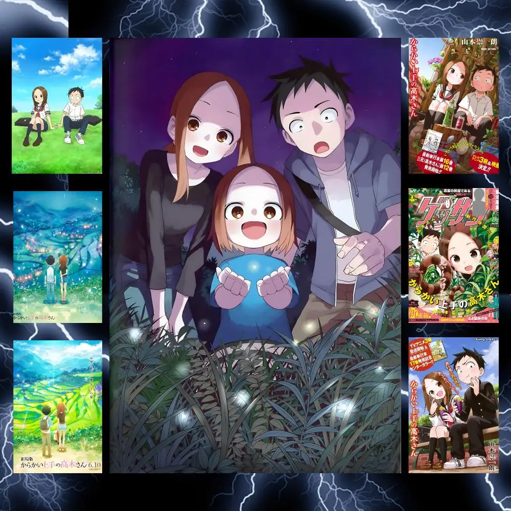 Romance Anime T-Takagi-san Poster Self-Adhesive Wall Art Poster HD Waterproof PP Bedroom Cafe Gym Home Decor Gift