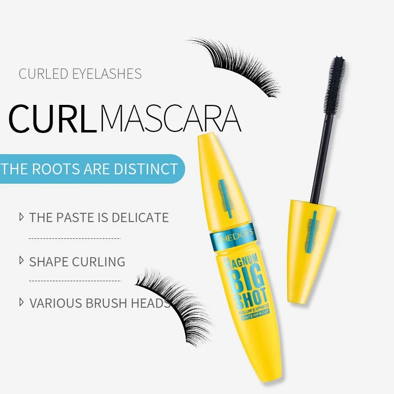 Eyelash Mascara Waterproof Mascara Thick Fiber Long Curl Silicone Brush Mascara Makeup Kit Long Lasting Natural Curling