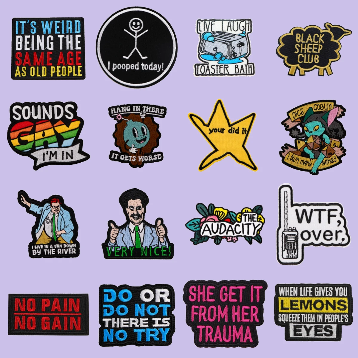 No Pain No Gain Quotes Patch Embroidered Patches For Clothing Stripes DIY Iron on Patches For Clothes Jackets Sewing Stickers