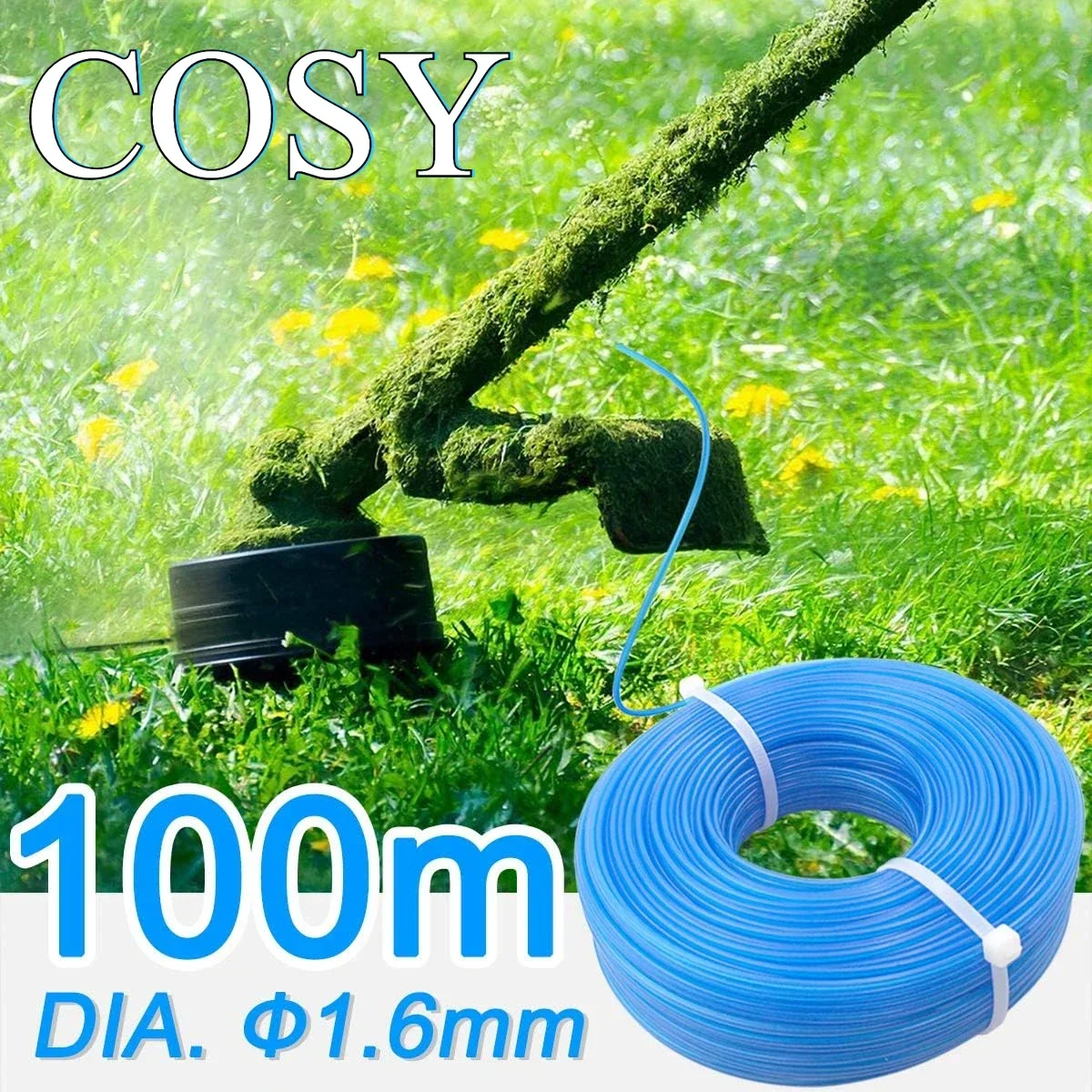 1 Roll 1.6/2.4/2.7/3.0mm x 100M Nylon Trimmer Line Brush Cutter Strimmer Rope Lawn Mower Brush Cutter Grass Trimmer Round Line