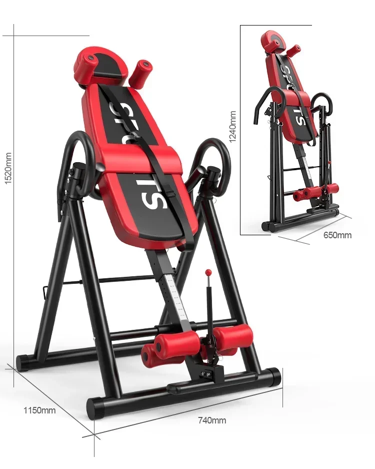 Hot Sale Good Quality High End Fitness Equipment Back Relief Inversion Table on Sale Red Printing Logo