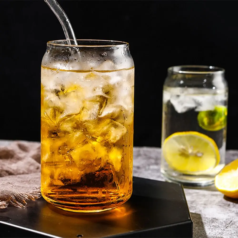 Taza de vidrio de lata de Coca Cola de simplicidad creativa nórdica, taza de café de leche de jugo de té, taza de bebida de vidrio de vino, vasos de alto borosilicato duraderos