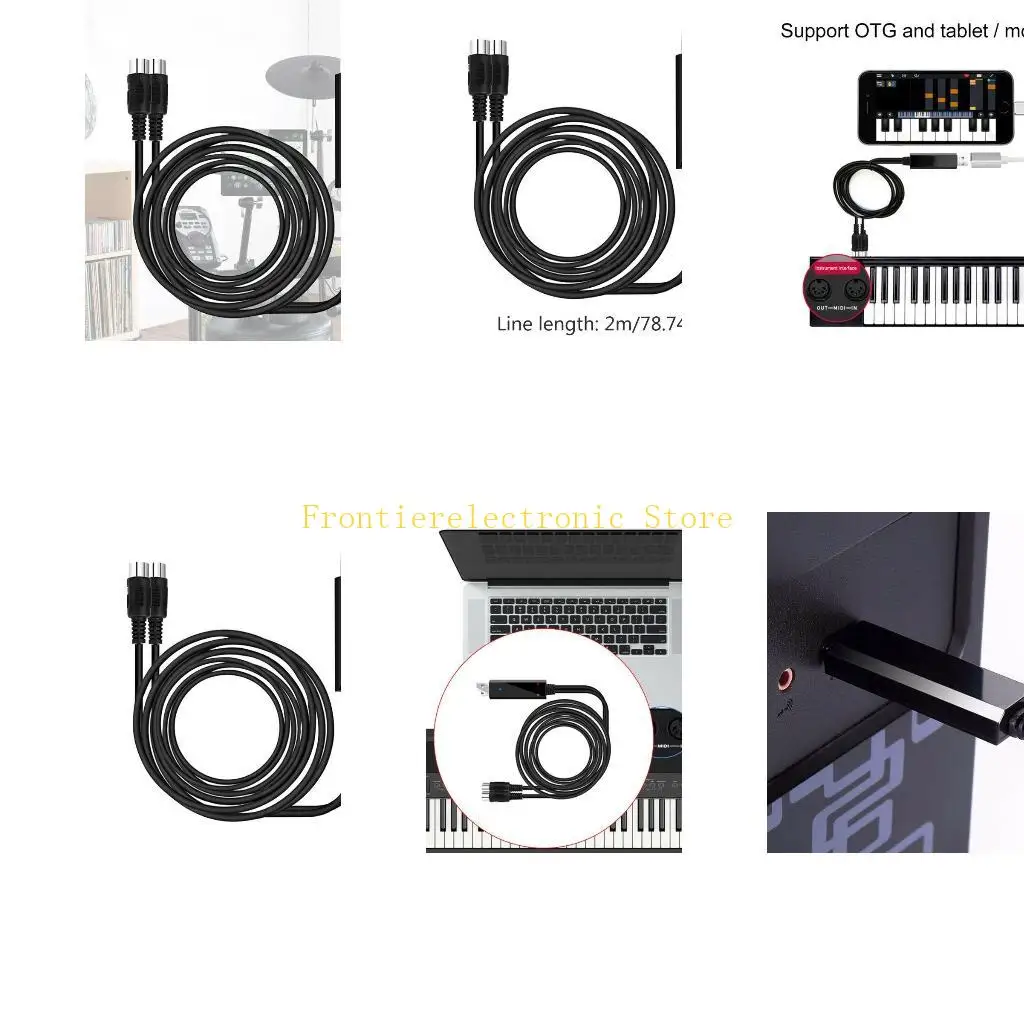 G8DB MIDI to USB Cable Wire Plug Controller Adapter 2Meter Long for Computer Piano for Editing Recording