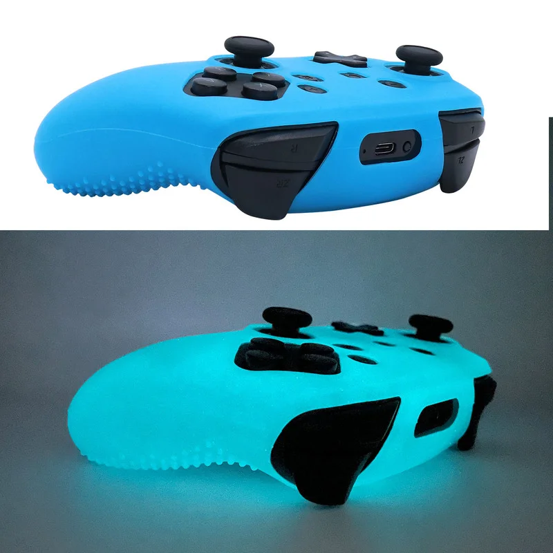 توهج في الظلام مضيئة لينة سيليكون الحال بالنسبة التبديل برو ألعاب اكسسوارات غمبد جويستيك غطاء ل التبديل برو تحكم الجلد