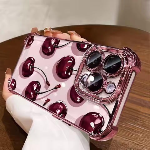 Phone Case For Xiaomi 15T 14T Pro 15 Ultra 13 14 POCO X7 X6 Pro F8 F7 M7 X5 X3 F3 F4 F5 M4 M3 Cute Wine Red Cherry Print Capa