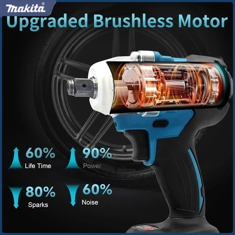 ماكيتا DTW600 مفتاح ربط بدون فرش مفتاح كهربائي لاسلكي عزم دوران عالي قابل لإعادة الشحن 18 فولت أدوات كهربائية لإصلاح السيارات #3