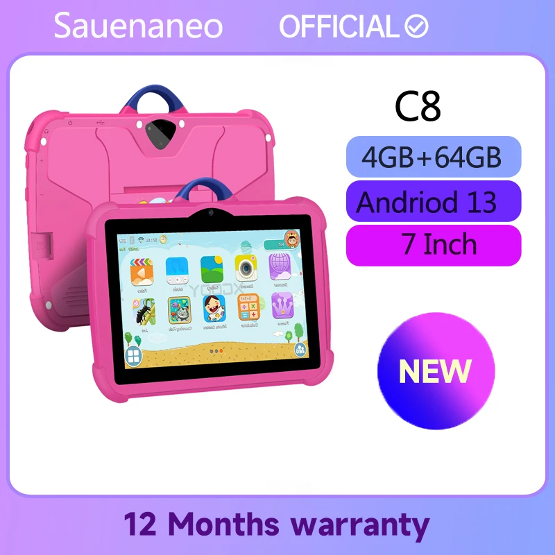 7 Inch Sauenaneo 5G WiFi Kids Tablets 4GB RAM 64GB ROM For Study Education Quad Core Google Play Children\'s Gift Tablet 4000mAh