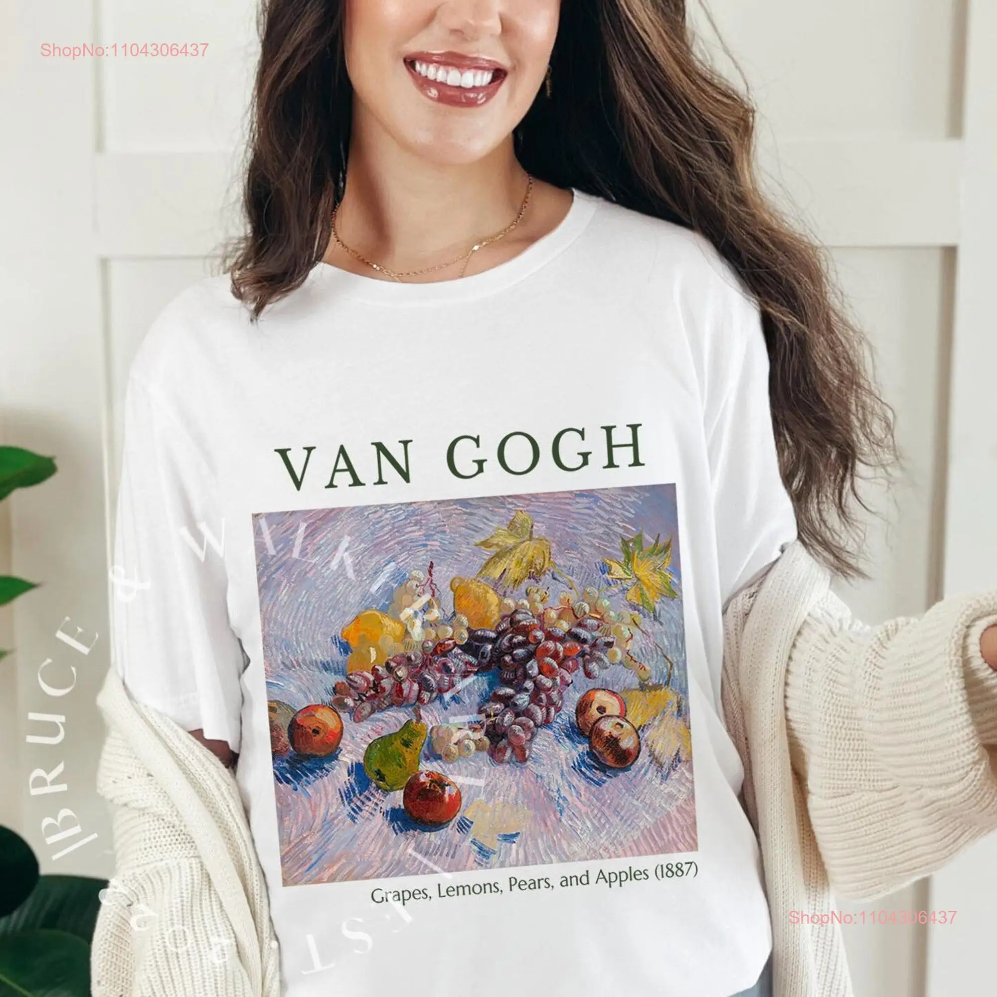 Van Gogh T Shirt Grapes Lemons Pears and Apples Vintage Aesthetic Fruit Painting Renaissance ArT long or short sleeves