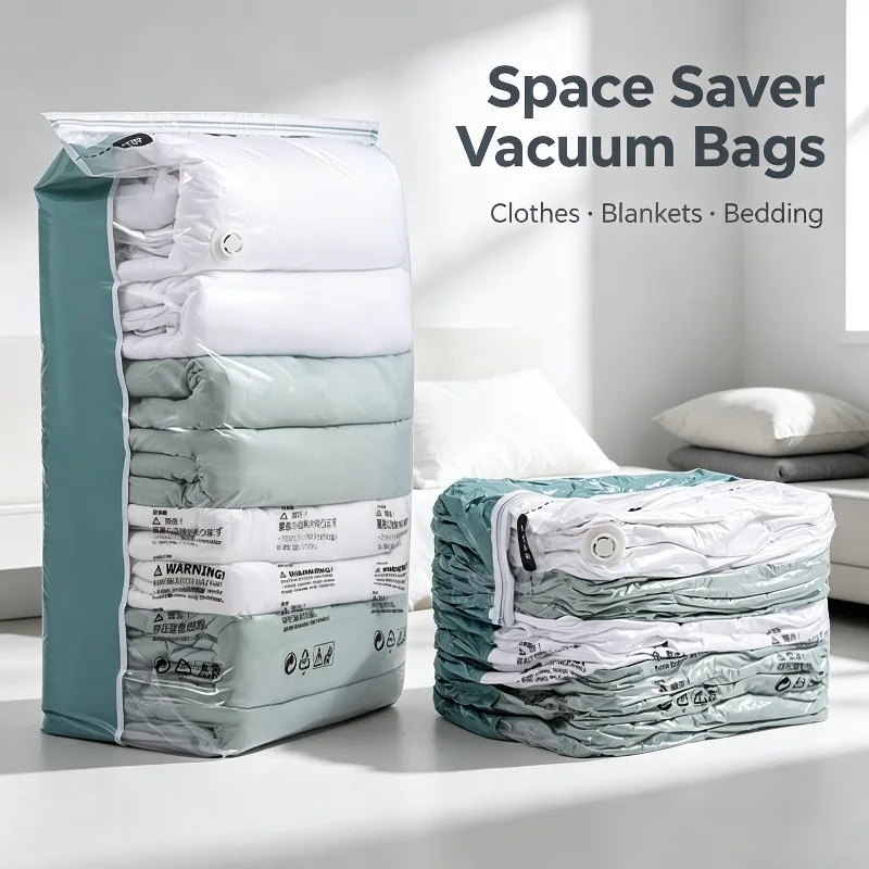 Pumpenlose Vakuum-Aufbewahrungsbeutel Extra Große Platzsparende Kompressionsbeutel für Kleidung, Decken, Bettdecken, Kleiderschrank, Schlafzimmer-Organizer – Detail 2