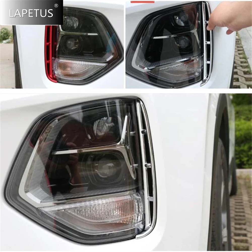 Chrome Auto Head Ligths Headlight Anti-Fog Kit Headlights Air Intake Decor Cover Trim Accessories For Hyundai Santa Fe 2019 2020