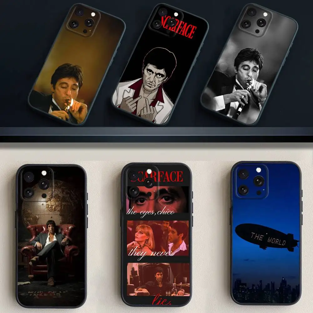 

S-Scarfaces Tony M-Montana-a Phone Case For iPhone 16,15,14,13,12,11 Plus,Pro Max,XS,X,XR,SE,Mini,8,7,Soft Silicone Black Cover