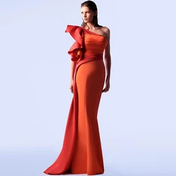 Modern One Shoulder Jersey Evening Dress Simple Panel Train Party Dresses Graceful Mermaid Customized Special Occasion Gowns