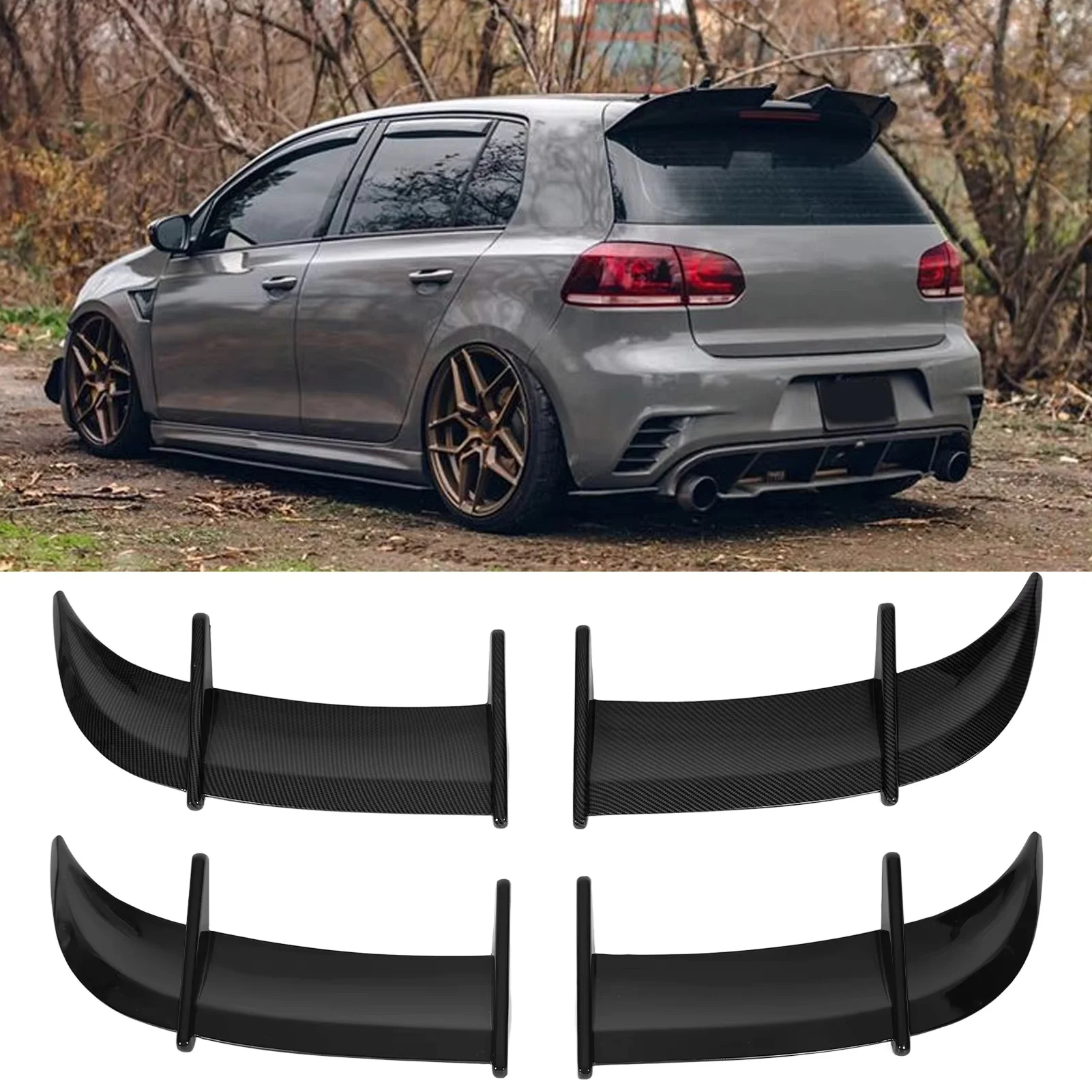 

2PCS Car Rear Trunk Spoiler AK Style Wind Pressure Reduction Tail Spoiler Lid Wing Fit for VW Golf MK6 GTI R 2008-2012 Models