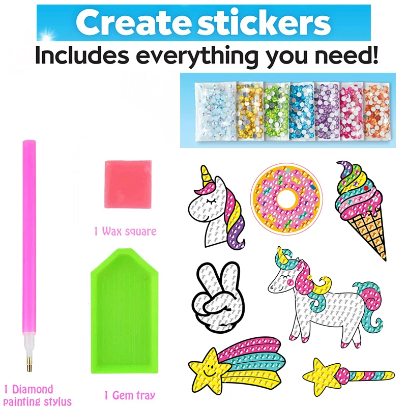 12 Creëer een grote edelsteen Diamond Painting Sticker Kit Art Craft Girls Boys Unicorn Animal Sealife Magical Mozaic Dot Sticky Toys Gifts