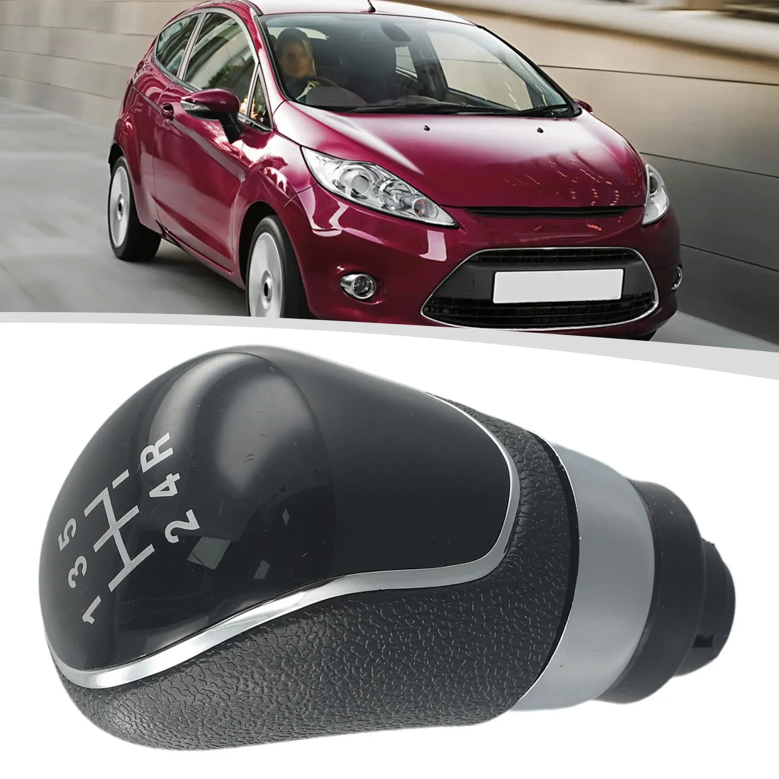 

5 Speed Knob Shift Manual Parts Plastic Replacement Shifter Accessories Black For Ford Focus Fiesta PU Leather