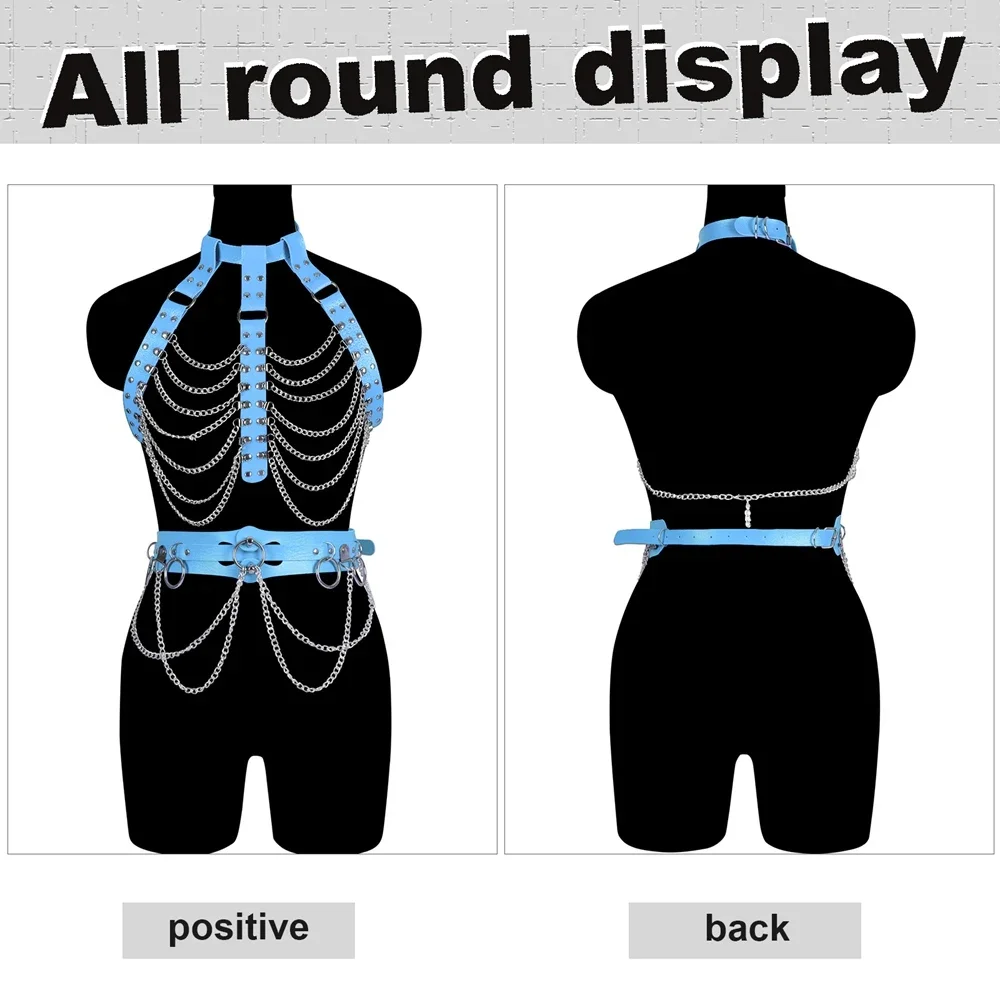 الجسم تسخير للنساء الجلود قفص مشد حزام مثير الملابس الداخلية الفاخرة السيف حزام الشرير القوطي ملحقات السلسلة ارتداء الهذيان الأربطة