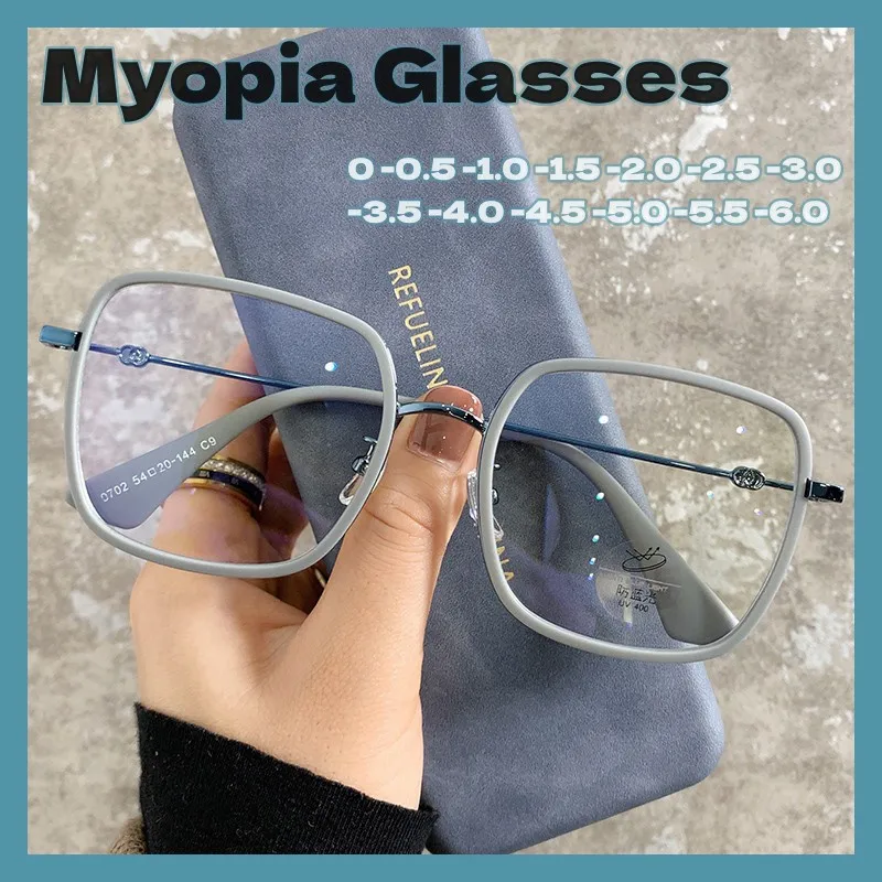 

Classic Luxury Myopia Glasses Unisex Fashion Anti-blue Light Minus Diopter Eyeglasses Men Women Large Frame Eyewear 0 To -6.0