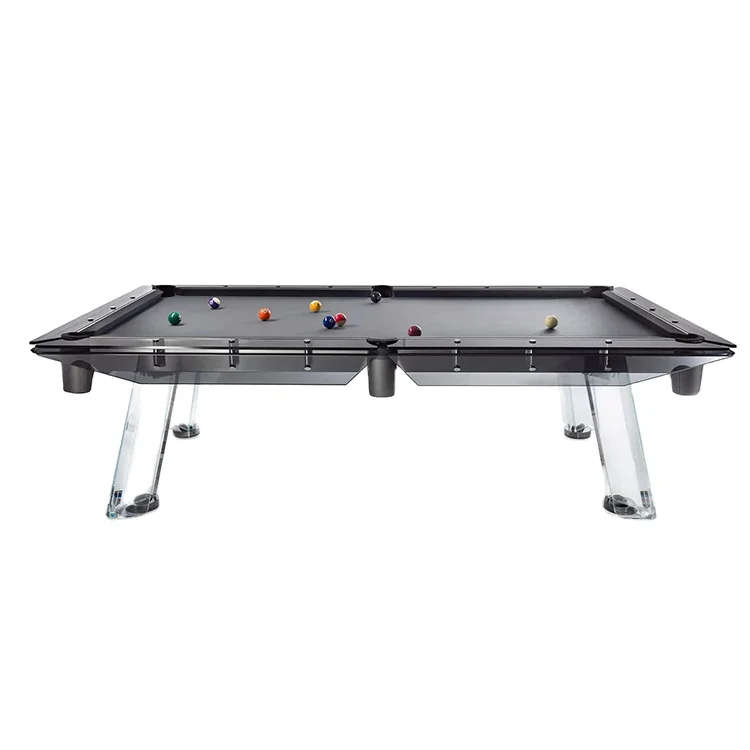 modern luxury temper glass pool table entertainment furniture glass or wood grain leg for indoor and outdoor