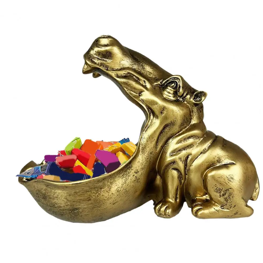 Hippopotamus Collectible Resin Hippo Statue Figurine Smell Proof Ashtray Set for Home Office Decor Unique Key for Room for Room