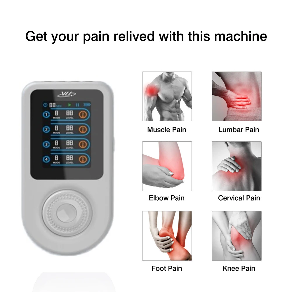 4 Channel Electrotherapy Machine EMS TENS Muscle Pain Relief Physical Therapy Sports Recovery Portable Multi Channel Stimulator