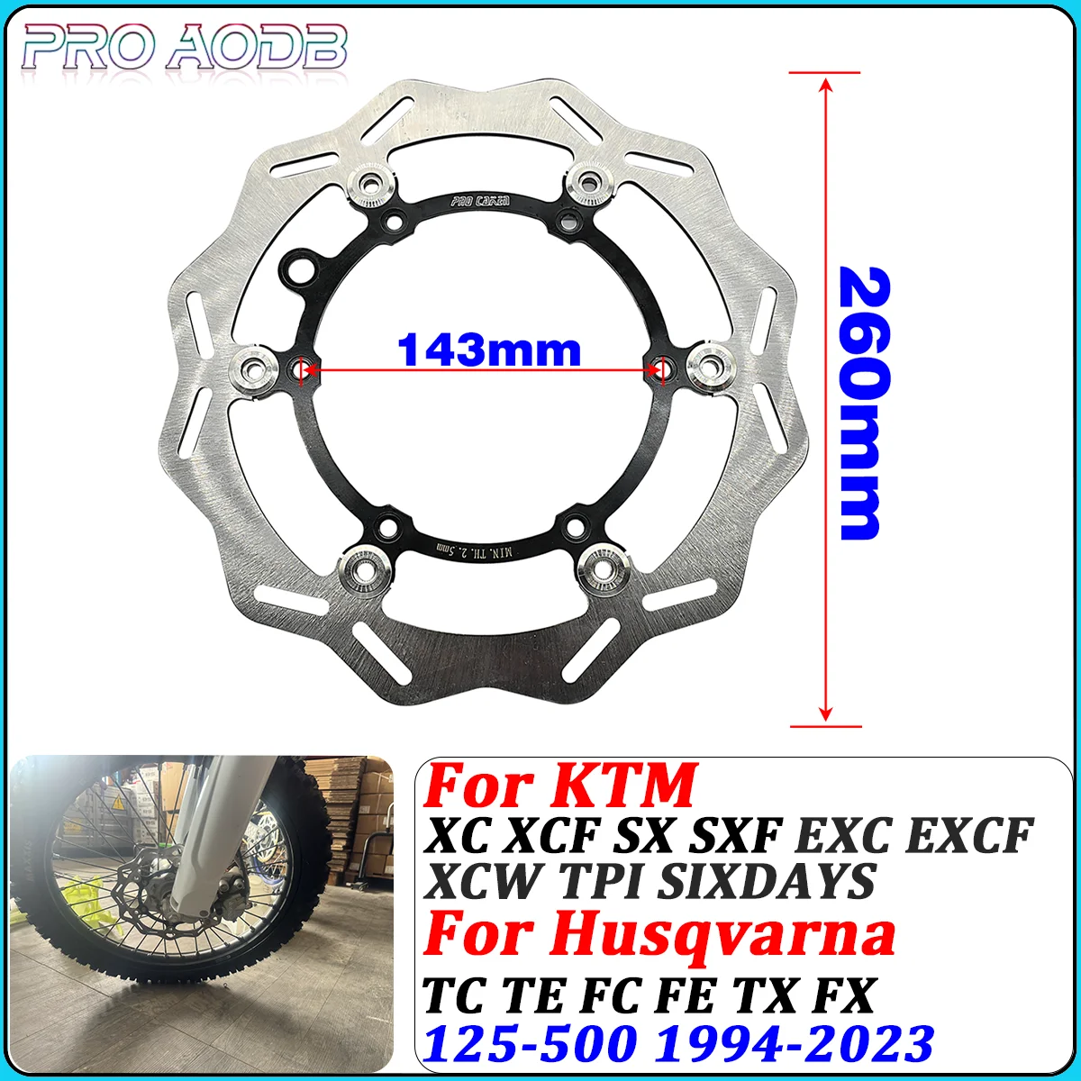 

260mm Front Brake Disc Wave Floating For KTM EXC XC SX EXCF XCF SXF XCW TPI For Husqvarna TC TE FC FE TX FX 125-500 Accessories