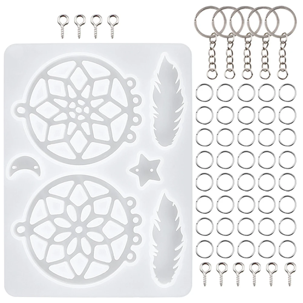 

1Set Dream Catcher Mold Silicone Flexible Mold DIY Craft Tool for Resin Casting Keychain Wall Decoration DIY Dream Catcher Kit