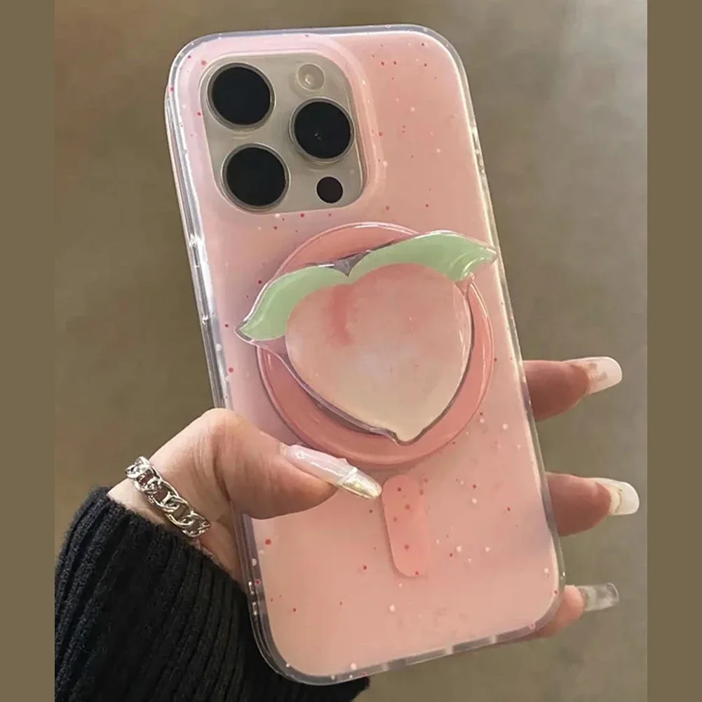 

Милая персиковая клубничная магнитная подставка Magsafe, ручка Tok Griptok, подставка для телефона, поддержка iPhone 17 16