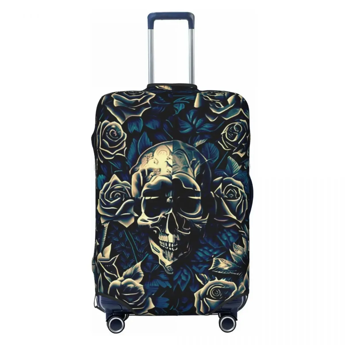 Vintage Rose Floral Suitcase Cover Skull Print Travel Flight Useful Luggage Supplies Protector