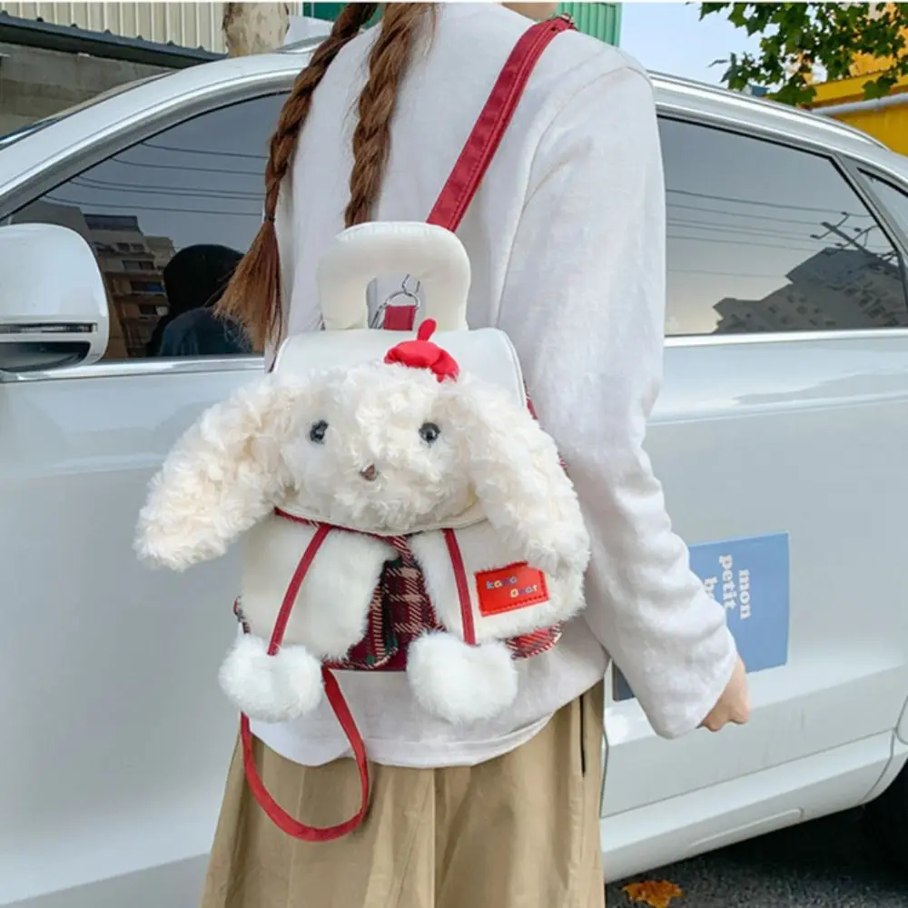 

Модный рюкзак с мультяшным собачонком, легкая сумка-кавайи с клетчатым узором, школьная сумка для девочек