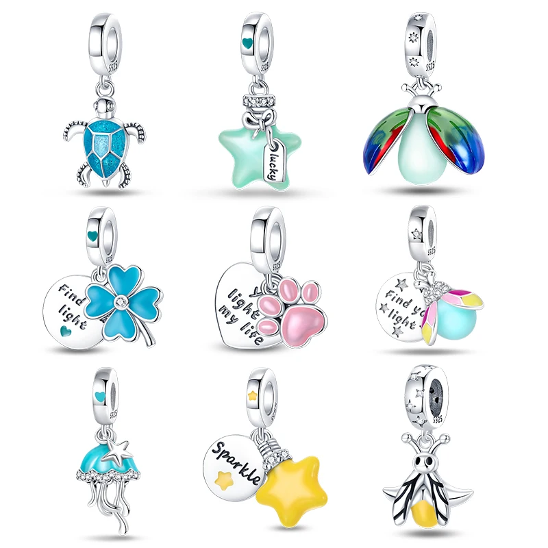 Hot Sale 925 Silver Symphony Of Luminous Series Pendants Fits Pandach Original Bracelets For Women DIY Jewelry Anniversary Gifts