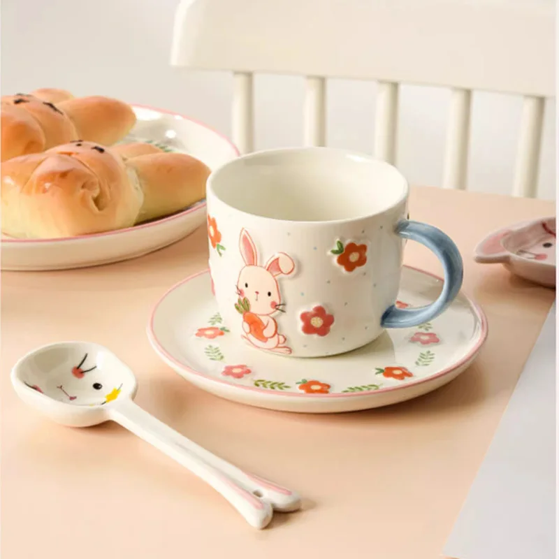 

Handle Charm Coffee Cup Kawaii Personalised Japanese Girls Tea Cup Portable Ceramic Tazas De Ceramica Creativas Tea Set