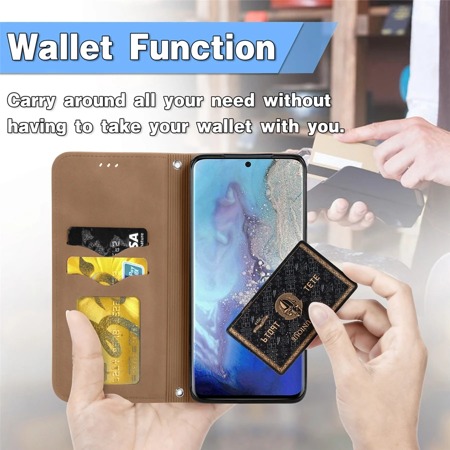 For Samsung Galaxy S21 S21 Plus S21 Ultra S21 FE S20 FE S10 Plus S9 S8 A03 Core A03S A12 A22 A32 A51 A52S A71 A72 Wallet Case