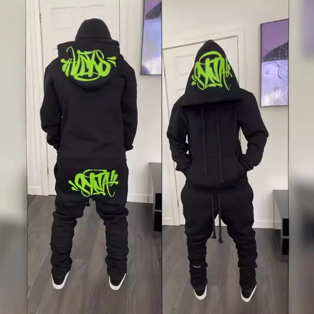 

Original Pink Pig Street Faion Casual Sport Pants Hoodie Sweatirt Set Polyester Fiber Long Sve Long Pants Autumn Winter