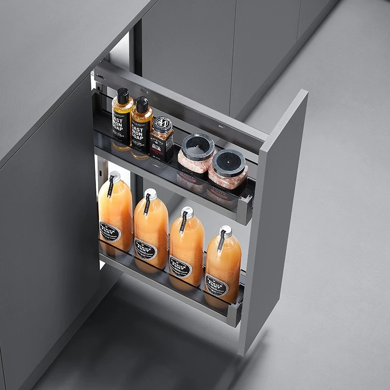 Phantom Cabinet Narrow Side Seasoning Basket Side Drawer Buffer Basket